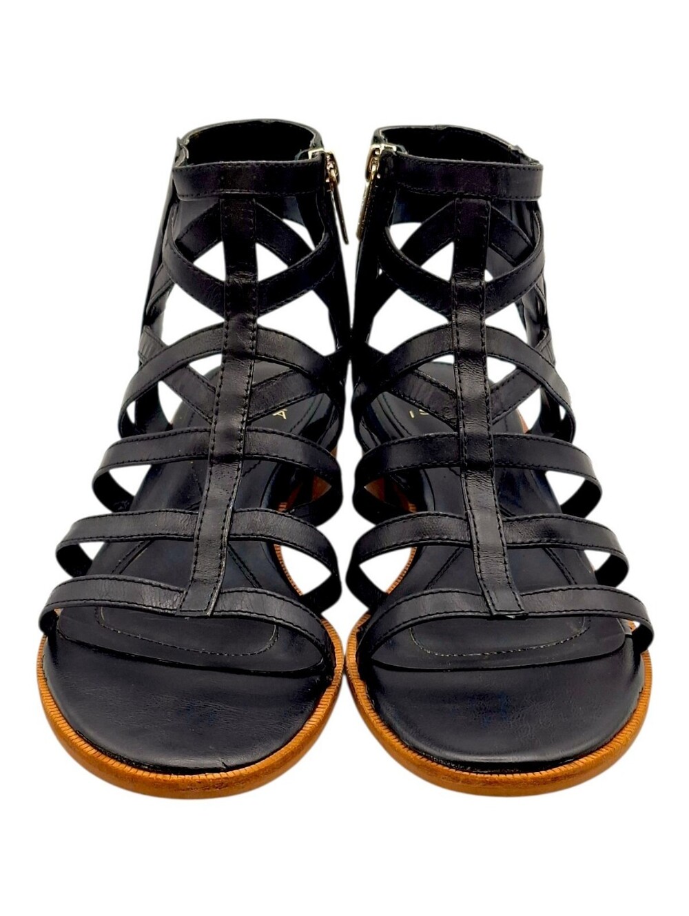 ISOLA Genuine Leather Gladiator Strappy Sandals Black Size 9 - Picture 2 of 8